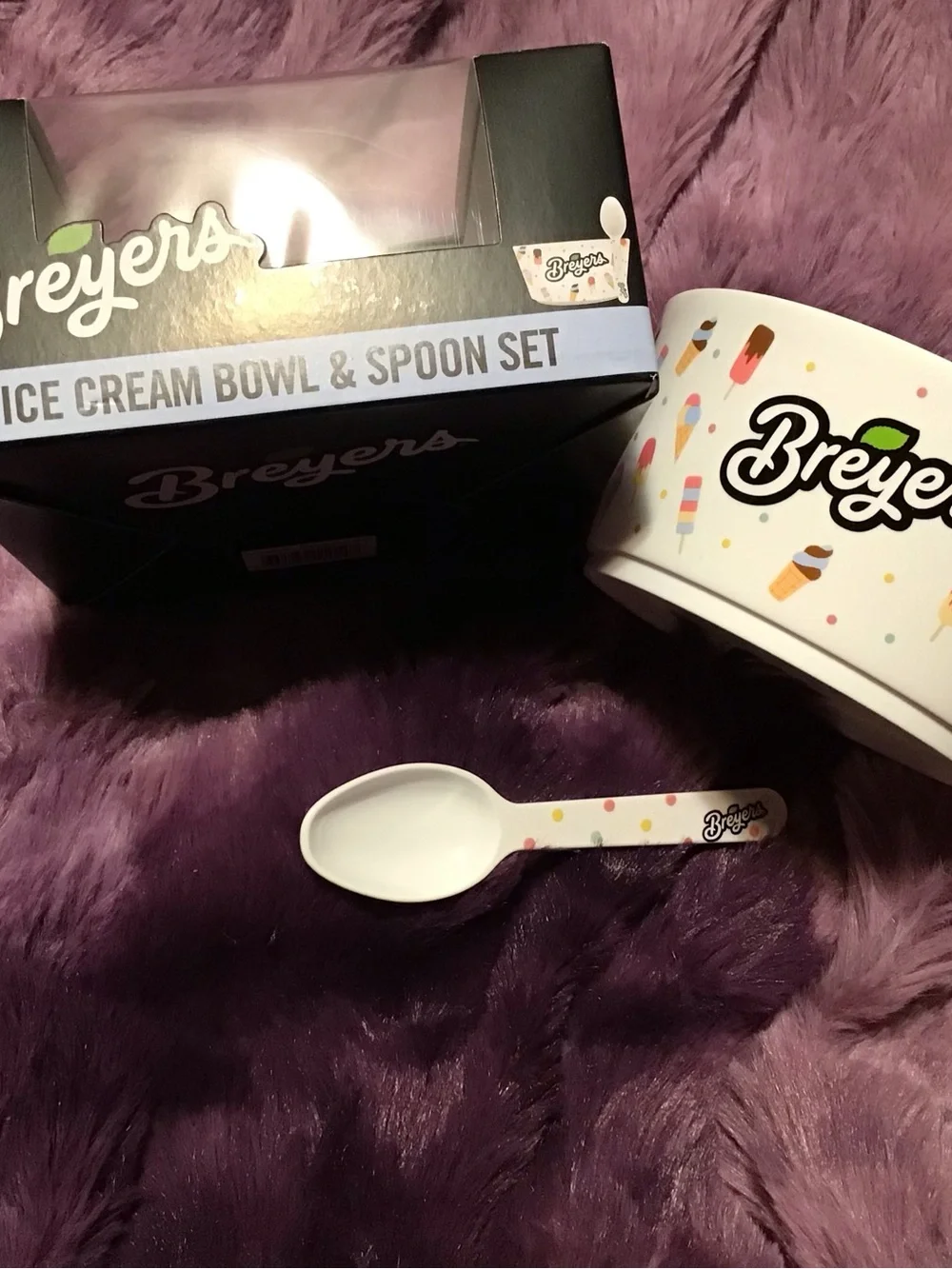 Breyers Ice Cream Bowl & Spoon Set - White with Colorful Sprinkles